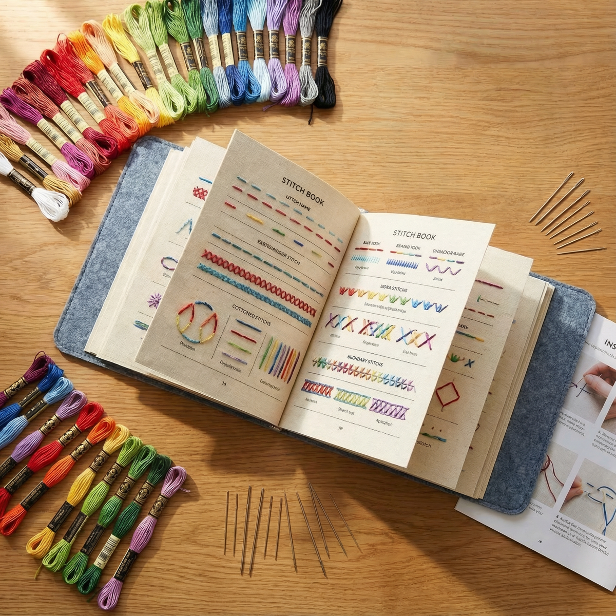 106-Stitch Embroidery Practice Book Kit - product view 1
