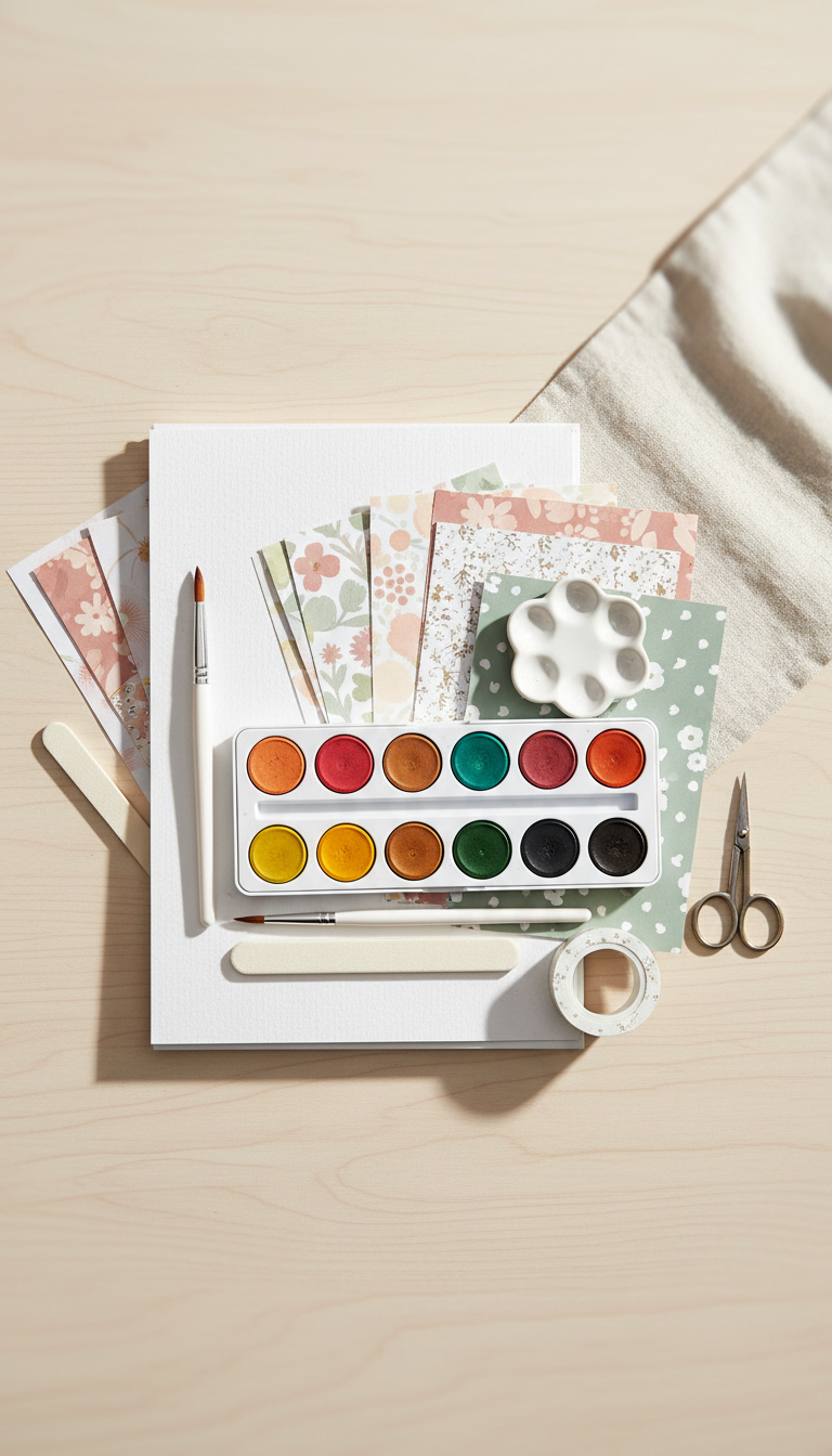 Watercolor Scrapbook Set with Textured Papers